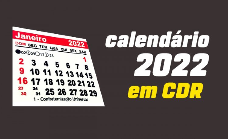 Calendario 2022 em CDR Corel Draw