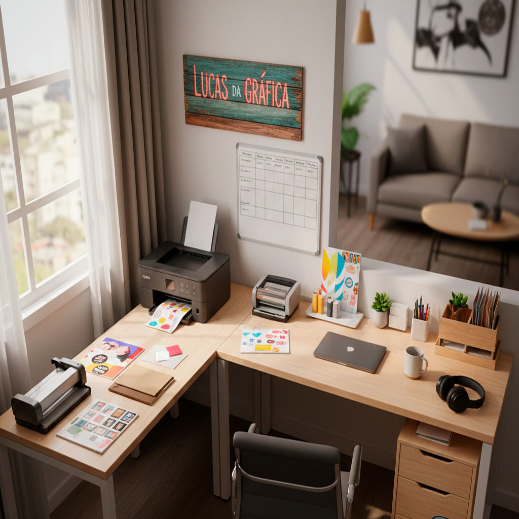 Leia mais sobre o artigo Gráfica em Casa (Home Office): Dá Lucro de Verdade? Prós e Contras